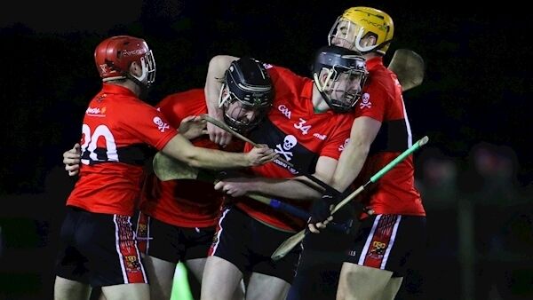 UCC’s Bill Sheehan, Andrew Casey, Robert Downey and Michael O'Halloran celebrate at the final whistle. Picture: INPHO/James Crombie