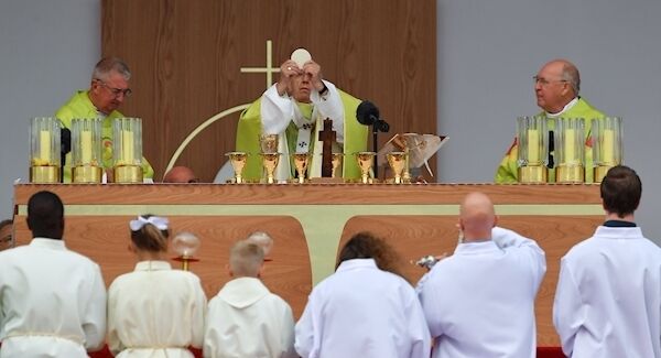 Pope Francis during the closing mass of his Ireland visit at the Phoenix Park in Dublin. Photo by Brendan Moran/Sportsfile