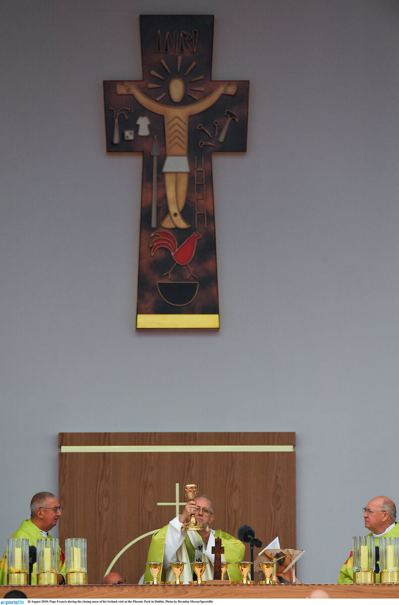 Pope Francis during the closing mass of his Ireland visit at the Phoenix Park in Dublin. Photo by Brendan Moran/Sportsfile