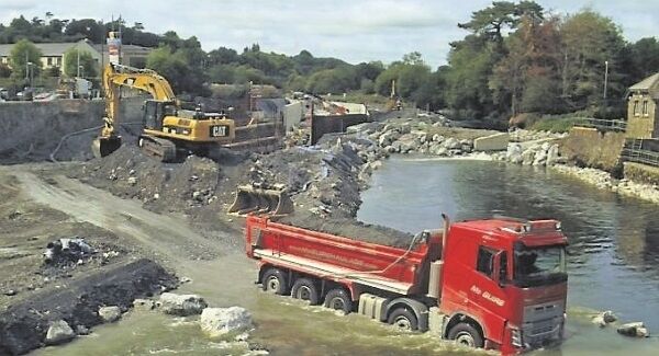 Work continues on the footbridge in the town.