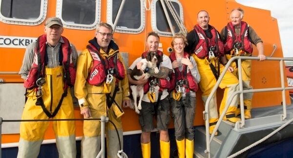 Crew members of the RNLB Sir Frederick Storey Cockburn Courtmacsherry Lifeboat (left to right): Colin Bateman, Sean Farrell (Coxswain), Paul McCarthy, Enda Boyle, Donal Young and Conor Dullea with cocker spaniel 'Evie'. Pic: Martin Walsh Crew members of the RNLB Sir Frederick Storey Cockburn Courtmacsherry Lifeboat (left to right): Colin Bateman, Sean Farrell (Coxswain), Paul McCarthy, Enda Boyle, Donal Young and Conor Dullea with cocker spaniel 'Evie'. Pic: Martin Walsh