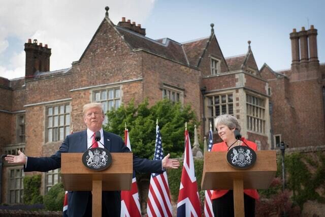Donald Trump and Theresa May hold a joint press conference at Chequers in Buckinghamshire (Stefan Rousseau/PA)