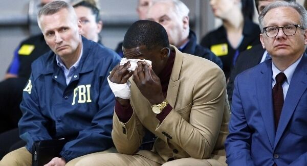 James Shaw wipes tears away during a press conference on the Waffle House shooting Sunday, April 22, 2018 in Nashville, Tennessee.