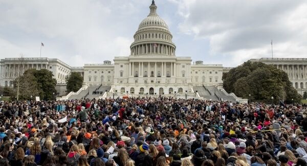Students rally outside the Capitol Building in Washington. Students rally outside the Capitol Building in Washington.