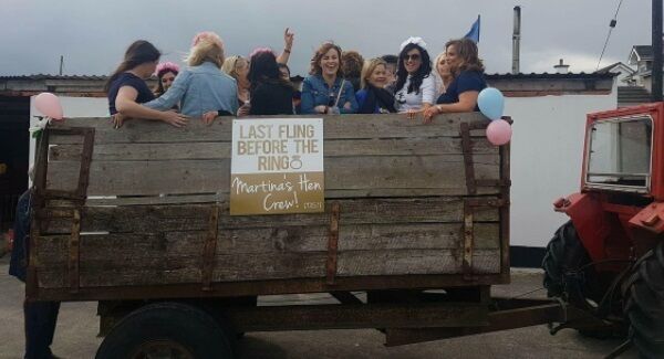 Martina Gannon's Dad Christy (60) transported 20 hens to Clara in the back of his Massey Ferguson.