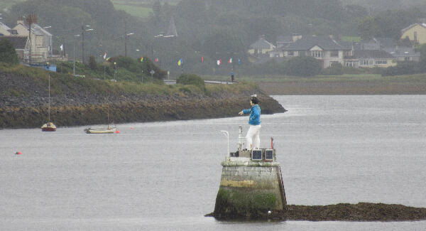 The Metal Man points to safe passage to Sligo Harbour for seafarers. The Metal Man points to safe passage to Sligo Harbour for seafarers.