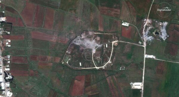 A satellite image provided by DigitalGlobe shows the Him Shinshar Chemical Weapons Storage Facility in Syria on Saturday.