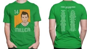 Official limited edition Liam Miller tee designed for upcoming tribute match