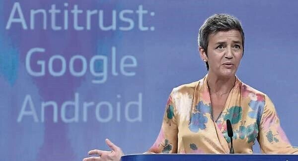 Competition commissioner Margrethe Vestager announcing earlier this month that Googlehad 90 days to end ‘illegal’ practices surrounding its Android operating system or facefurther fines, after slapping a record €4.34bn penalty on the firm. Picture: John Thys Competition commissioner Margrethe Vestager announcing earlier this month that Googlehad 90 days to end ‘illegal’ practices surrounding its Android operating system or facefurther fines, after slapping a record €4.34bn penalty on the firm. Picture: John Thys