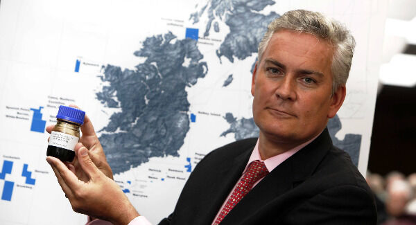 Providence Resources Chief Executive Tony O’Reilly with a vial of oil from Barryroe. Picture: Finbarr O’Rourke.