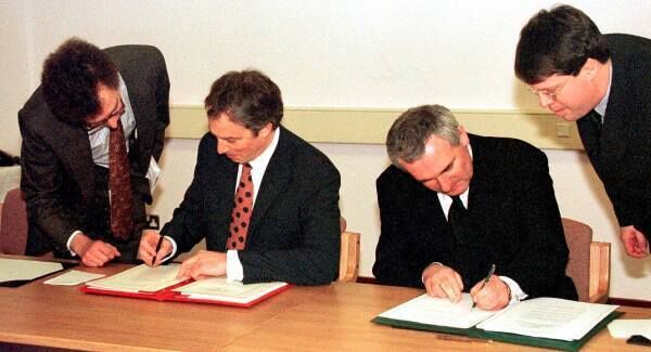 The signing of the Good Friday Agreement. The signing of the Good Friday Agreement.