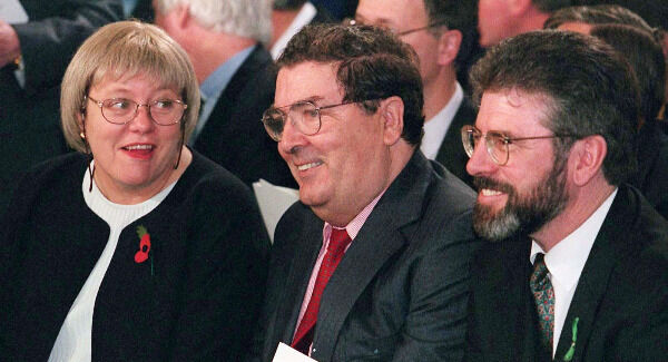 Mo Mowlam, John Hume and Gerry Adams. Mo Mowlam, John Hume and Gerry Adams.