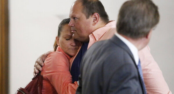 Eddie Tipton hugs a family member, Tuesday August 22nd 2017, after being sentenced to 25 years for his rolein a lottery scam, at the Polk County Courthouse in Des Moine, Eddie Tipton hugs a family member, Tuesday August 22nd 2017, after being sentenced to 25 years for his rolein a lottery scam, at the Polk County Courthouse in Des Moine,