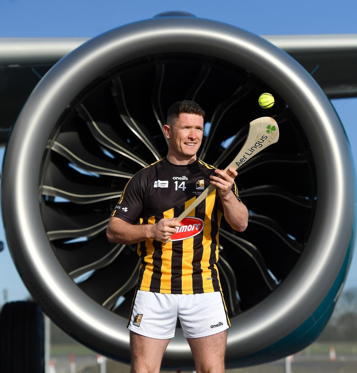 Kilkenny's Paul Murphy was at Aer Lingus Hangar 6 at Dublin Airport this morning where Aer Lingus, in partnership with the GAA & GPA, unveiled a one-of-a-kind customised playing kit for the New York Hurling Classic which takes place at Citi Field in New York on November 16th. Picture: Seb Daly/Sportsfile. Kilkenny's Paul Murphy was at Aer Lingus Hangar 6 at Dublin Airport this morning where Aer Lingus, in partnership with the GAA & GPA, unveiled a one-of-a-kind customised playing kit for the New York Hurling Classic which takes place at Citi Field in New York on November 16th. Picture: Seb Daly/Sportsfile.