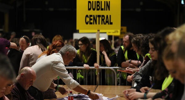 Votes are counted at Dublin's RDS in the referendum on the 8th Amendment of the Constitution. Pic: Brian Lawless/PA Wire