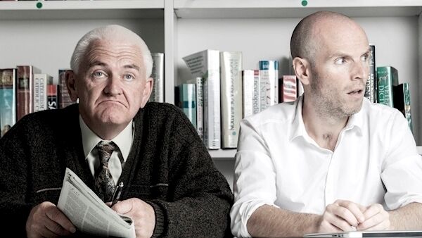 Danny Buckley and Tadhg Hickey in ‘Crossword’, a play at Mallow library.