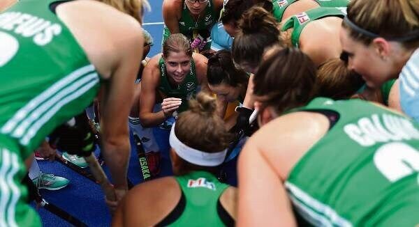 Ireland skipper Katie Mullan briefs her team-mates before facing England at Lee Valley. Pic: Christopher Lee/Getty Images