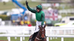 Ruby Walsh onboard Footpad celebrates winning 13/3/2018