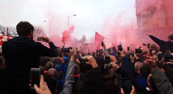 Fans let off flares as the teams arrive. Picture: Peter Byrne/PA Wire Fans let off flares as the teams arrive. Picture: Peter Byrne/PA Wire