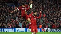 Magnificent Mo helps Liverpool score five but late Roma goals keeps tie alive