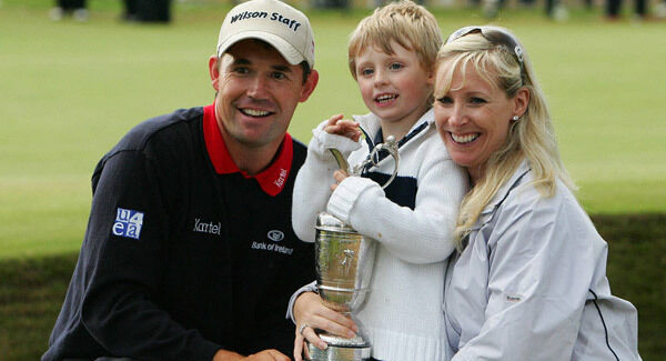 Padraig Harrington celebrates his Open success with his family in 2007