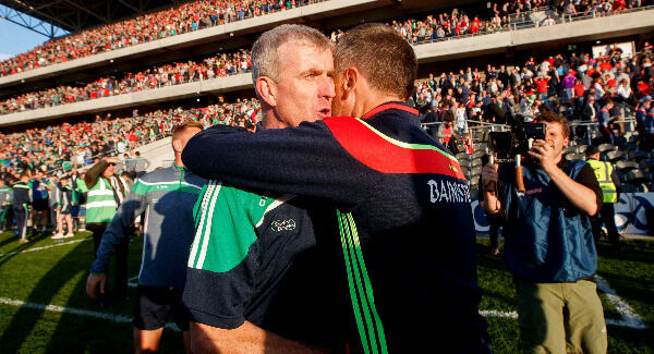 Limerick manager John Kiely and Cork manager John Meyler. Photo: ©INPHO/James Crombie