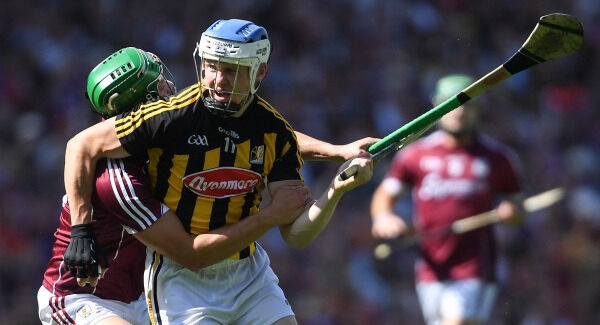 TJ Reid of Kilkenny is tackled by John Hanbury of Galway. picture: Ramsey Cardy/Sportsfile TJ Reid of Kilkenny is tackled by John Hanbury of Galway. picture: Ramsey Cardy/Sportsfile