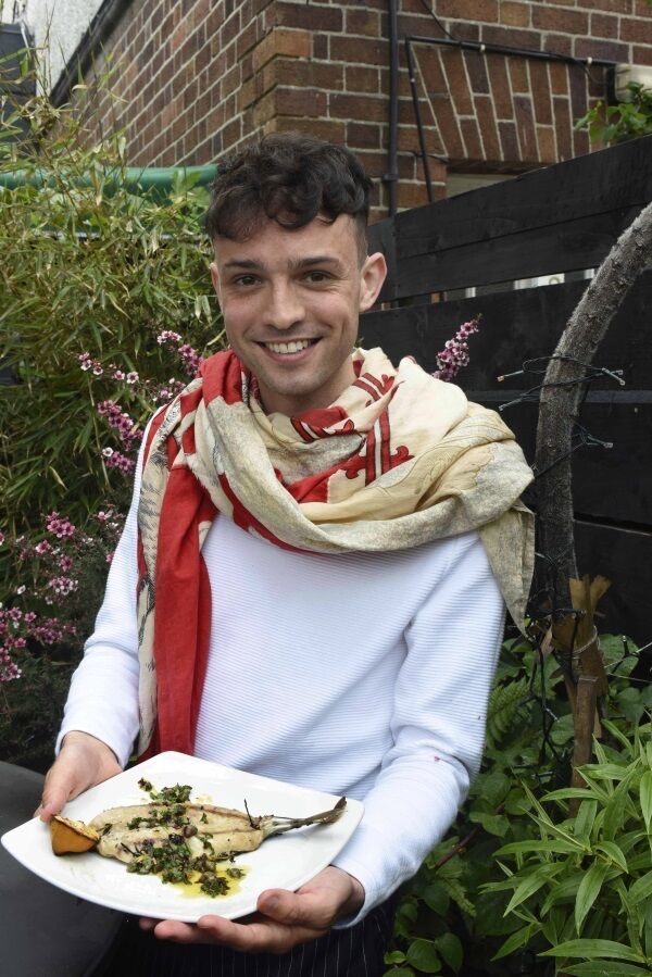 James Kavanagh of Currabinny with his mackerel grilled on a bed of thme sprigs with a dillisk salsa verde.