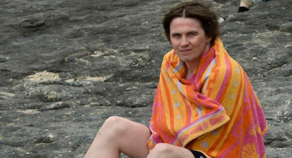 Caomhan Keane back on dry land in Portmarknock after a swim. Caomhan Keane back on dry land in Portmarknock after a swim.