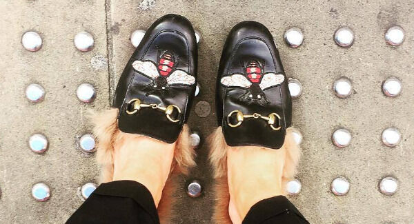 Gucci fur slides