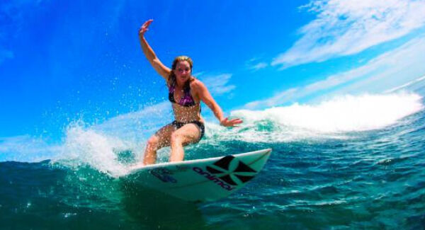 Easkey in action on the surfboard.