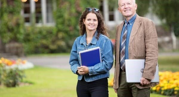 Professor Ted Dinan of UCC (right) with student, Olivia Walsh at the launch of the Zenflore stress survey at UCC Picture: Michael O'Sullivan / OSM.