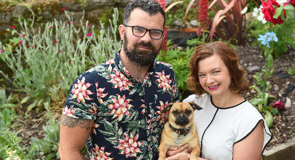James Wilson, Maria Tracey and Poppy the dog. Photo: Larry Cummins