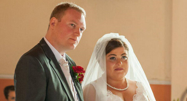 Emmet Farrell on his wedding day with Sinead Barrett