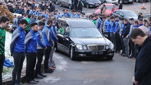 The funeral cortege of Shaun Harkin makes its way to Christ the King Church in Gortahork, Donegal. Picture: Niall Carson/PA Wire The funeral cortege of Shaun Harkin makes its way to Christ the King Church in Gortahork, Donegal. Picture: Niall Carson/PA Wire