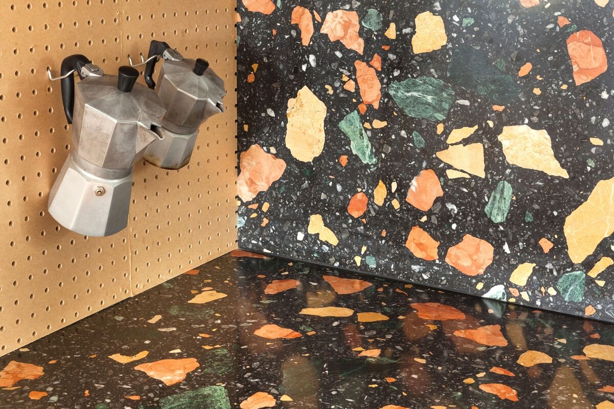 An engineered marble with designer Max Lamb, Marmoreal from Dzek of London. Award winning utterly gorgeous conglomerates, POA. dzekdzekdzek.com.