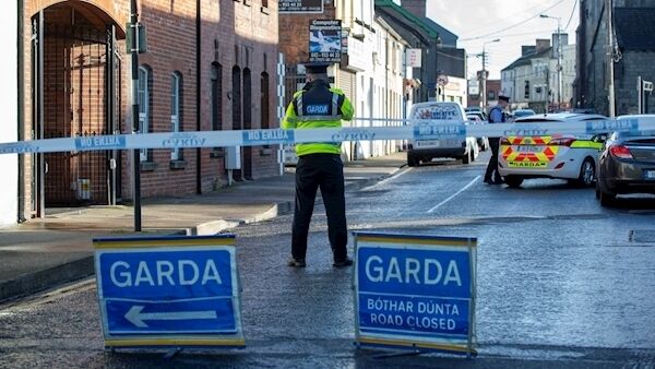 The scene of the fatal stabbing at Linenhall Street, Dundalk. Picture: Ciara Wilkinson