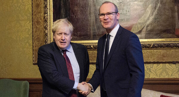 Simon Coveney meeting Boris Johnson last January Simon Coveney meeting Boris Johnson last January