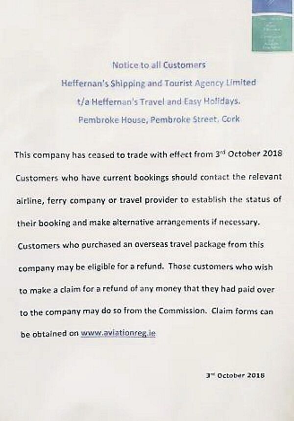 The notice placed in the shop’s window.