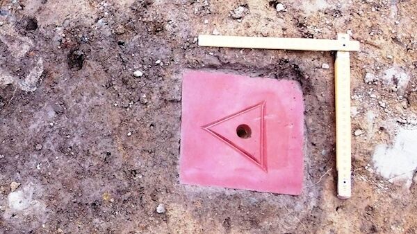 Ordnance survey triangulation tile used by mapmakers in the 19th century. Picture: Archer Heritage Planning