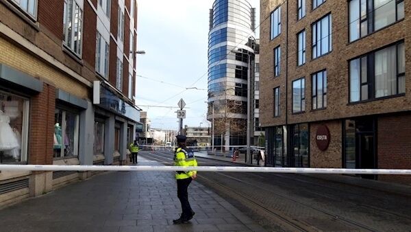 Part of the Garda cordon in Smithfield. Pic: Caroline O'Doherty.