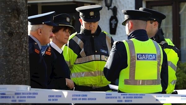 Gardaí in discussion today near in Tudor Lawns in Foxrock, Co. Dublin. Pic: Collins