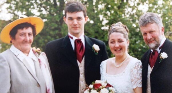 Anna Cassidy with daughter Lorraine, son-in-law Mervyn and husband Alan on Lorraine’s wedding day.