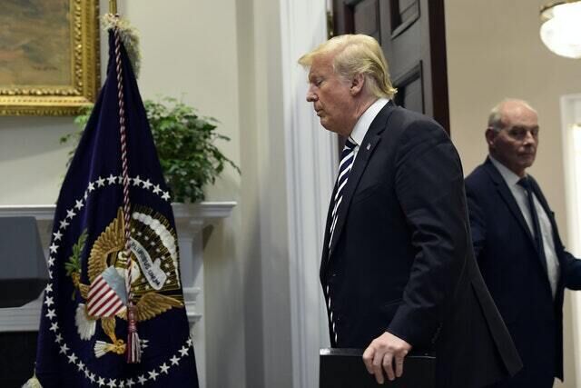Donald Trump hopes to replace Mr Kelly, right, with Nick Ayers (Susan Walsh/AP) Donald Trump hopes to replace Mr Kelly, right, with Nick Ayers (Susan Walsh/AP)