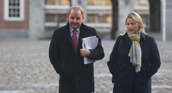 Maurice McCabe and his wife Lorraine arriving at the Disclosures Tribunal in Dublin Castle
