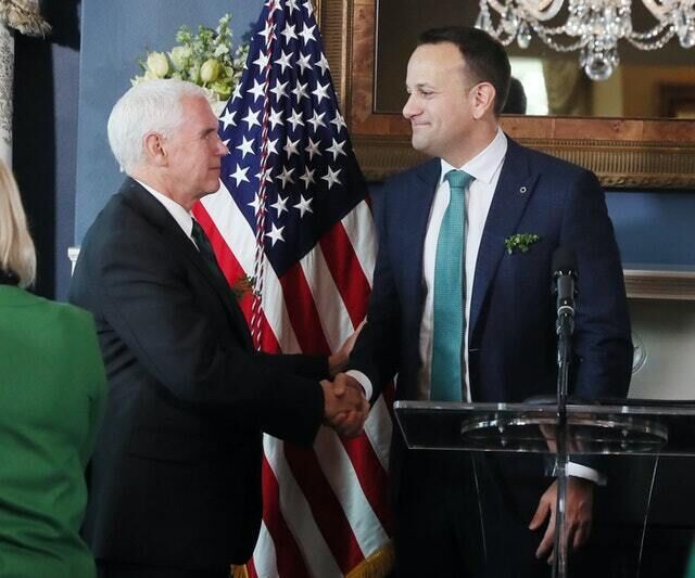 Taoiseach Leo Varadkar (right), with Mike Pence (Brian Lawless/PA)