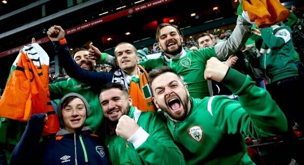 Irish soccer fans in Copenhagen. Irish soccer fans in Copenhagen.