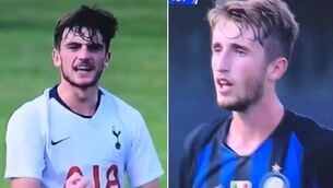 Battle of the Irish as Inter U19 captain and Spurs striker in penalty incident before bizarre red card