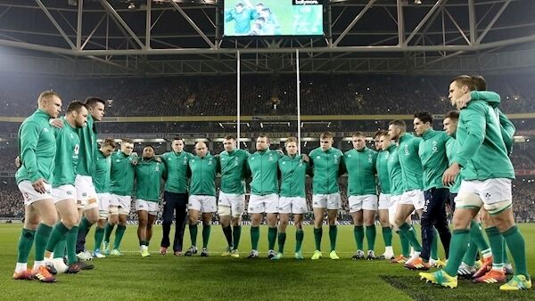 The Ireland team huddle after the All Blacks performed the Haka. Pic: INPHO/Dan Sheridan