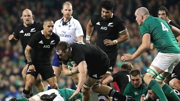 New Zealand's Brodie Retallick with Devin Toner of Ireland. Pic: INPHO/Billy Stickland